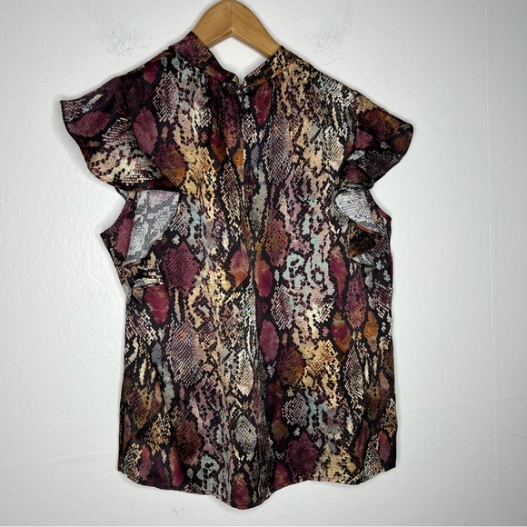 NWT Rebecca Taylor Snake Ruffle Silk Top Sz M Blouse - Picture 4 of 11